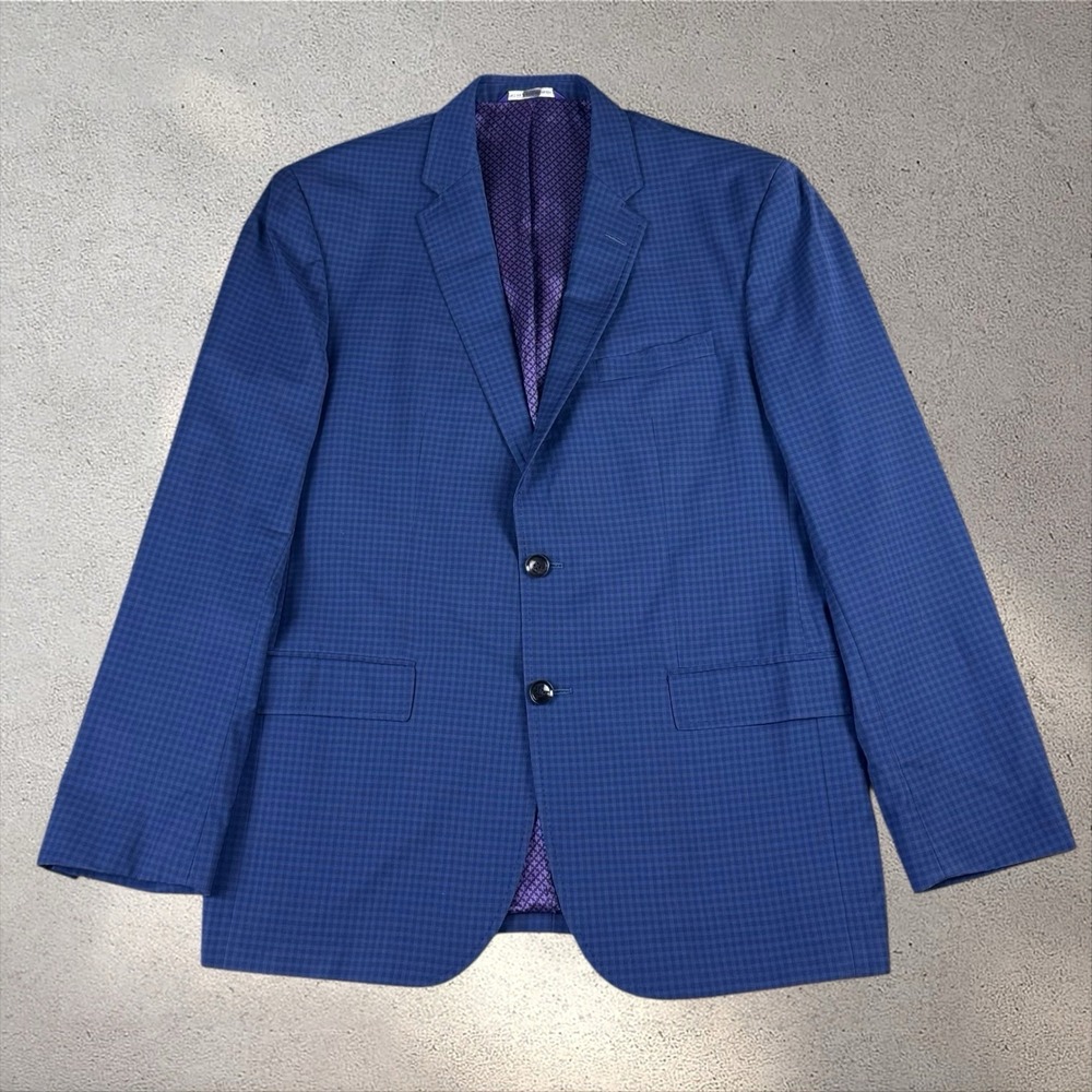 Ted Baker‎ Endurance Jay Blazer 42R Navy Gingham Check Wool Sport Coat